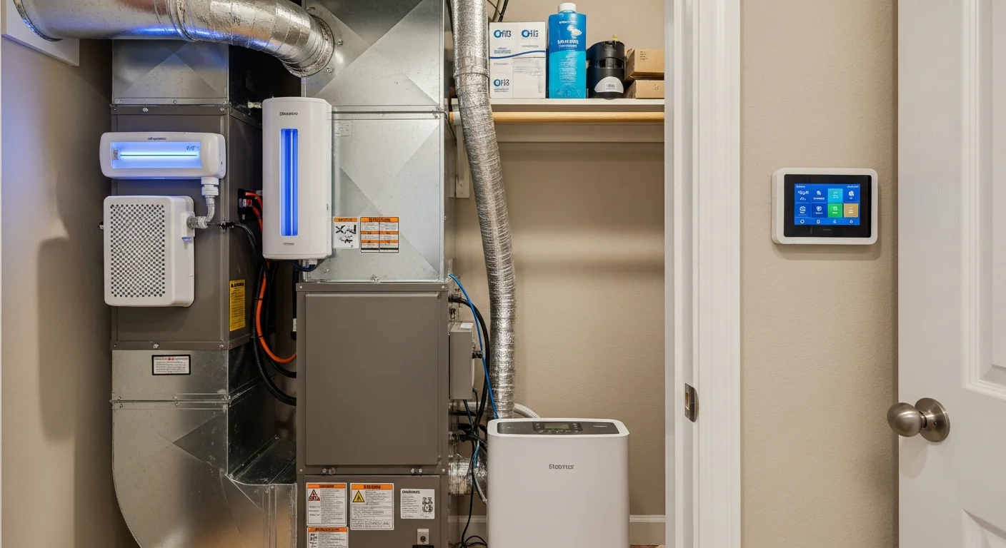 Air purification system installed in residential HVAC unit